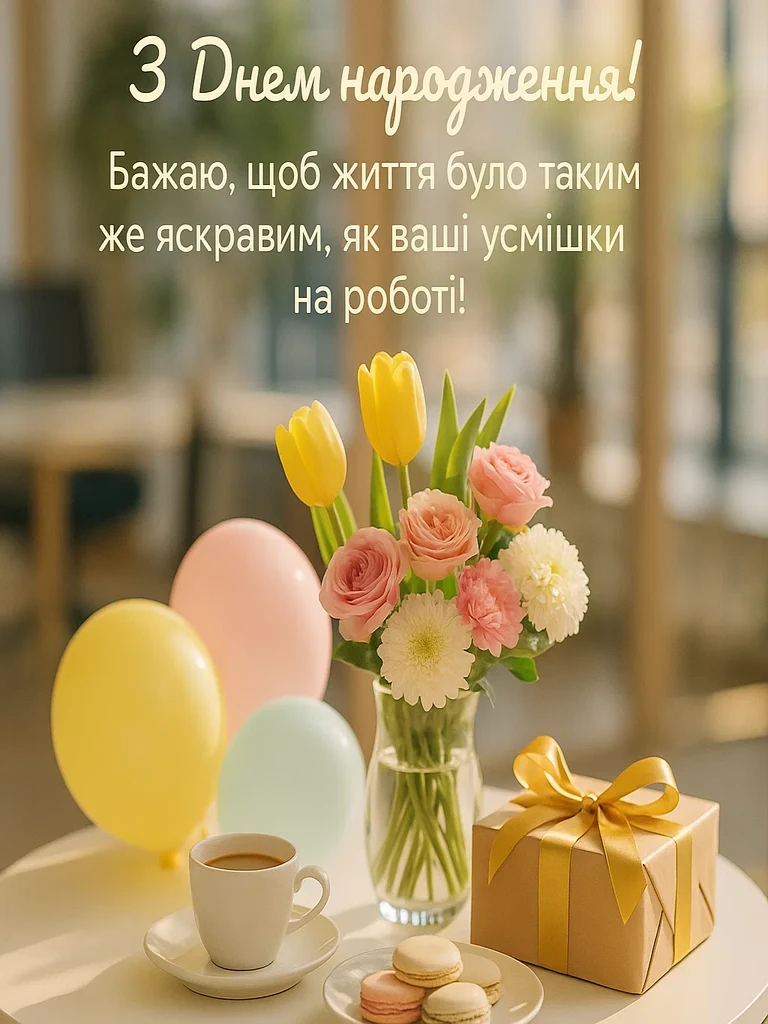 Привітання з днем народження колезі жінці