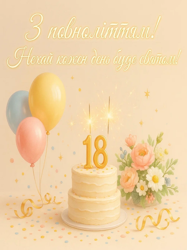 Привітання з 18-річчям дівчині