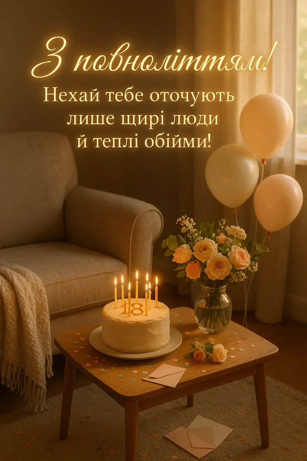 Привітання з 18-річчям дівчині