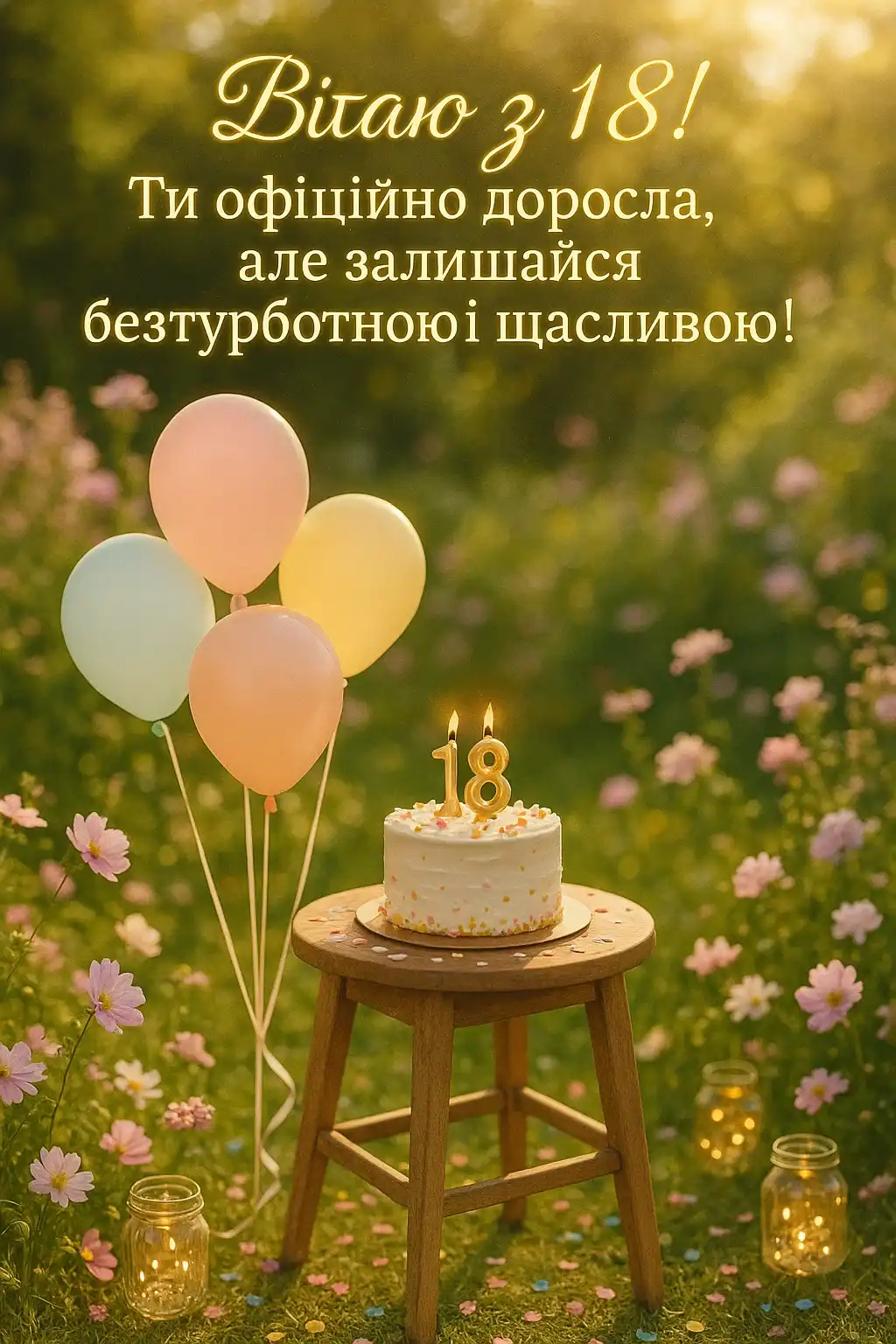 Привітання з 18-річчям дівчині