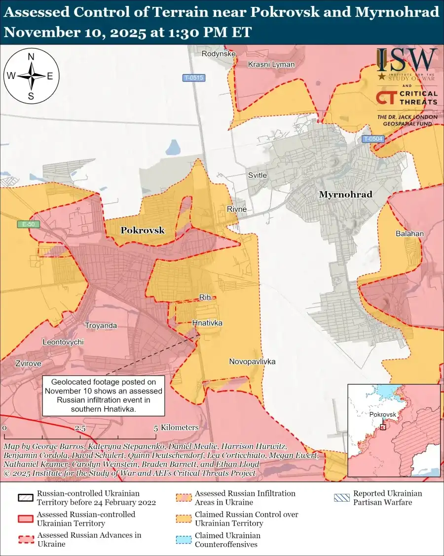 ISW: аналіз ситуації в районі Покровська та Мирнограда ISW: аналіз ситуації в районі Покровська та Мирнограда