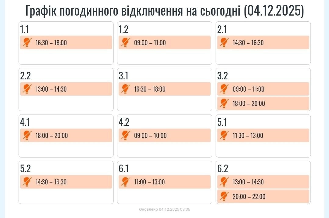 На Прикарпатті зранку переписали графіки вимкнень електроенергії