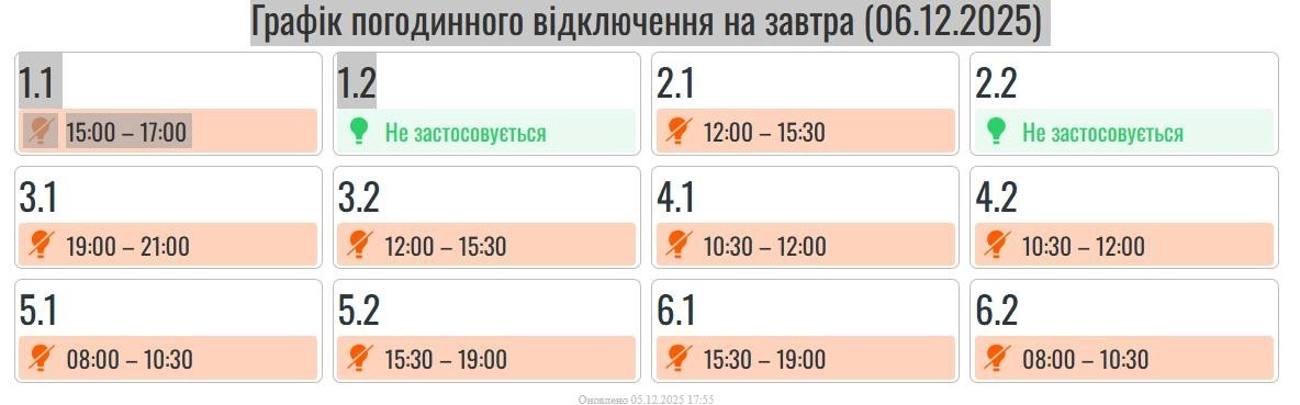Суботній день зі світлом за розкладом: Прикарпаття входить у режим відключень