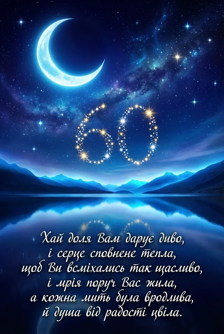привітання жінці 60 річчям вітальна листівка з ювілеєм 60 років