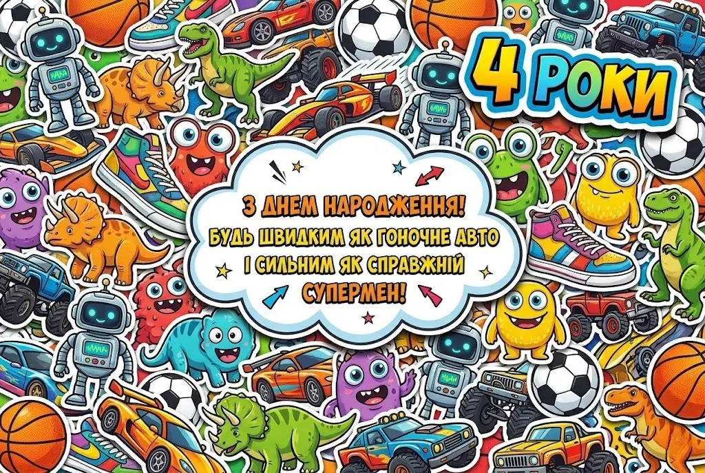 4 роки маленькому герою: ідеї привітань та яскраві картинки