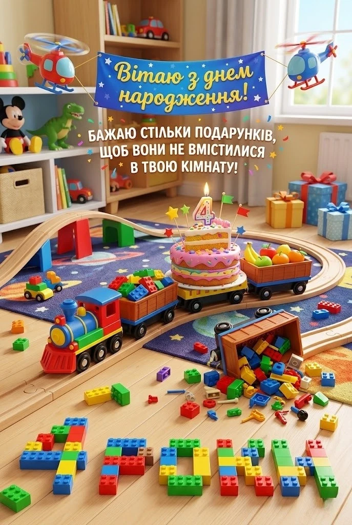 4 роки маленькому герою: ідеї привітань та яскраві картинки