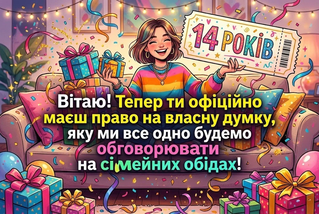 Вітання з 14-річчям дівчинці: від батьків, друзів та рідних