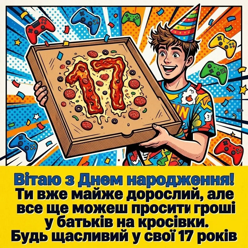 Оригінальні привітання з днем народження для хлопця у 17 років