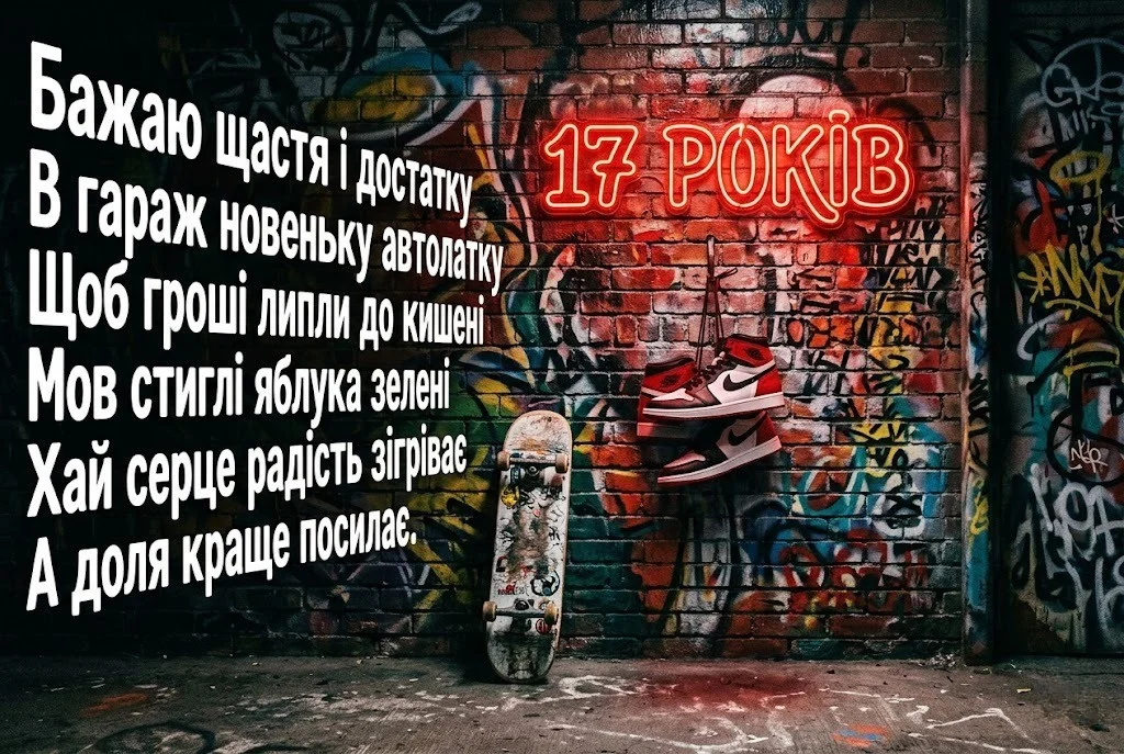 Оригінальні привітання з днем народження для хлопця у 17 років