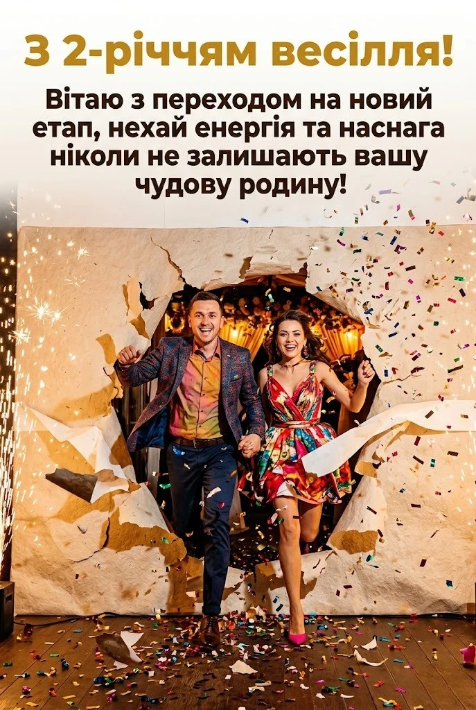Паперове весілля (2 роки): колекція листівок та оригінальних привітань