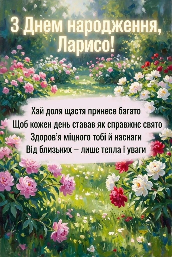 Привітання для Лариси своїми словами: від родини, друзів та колег