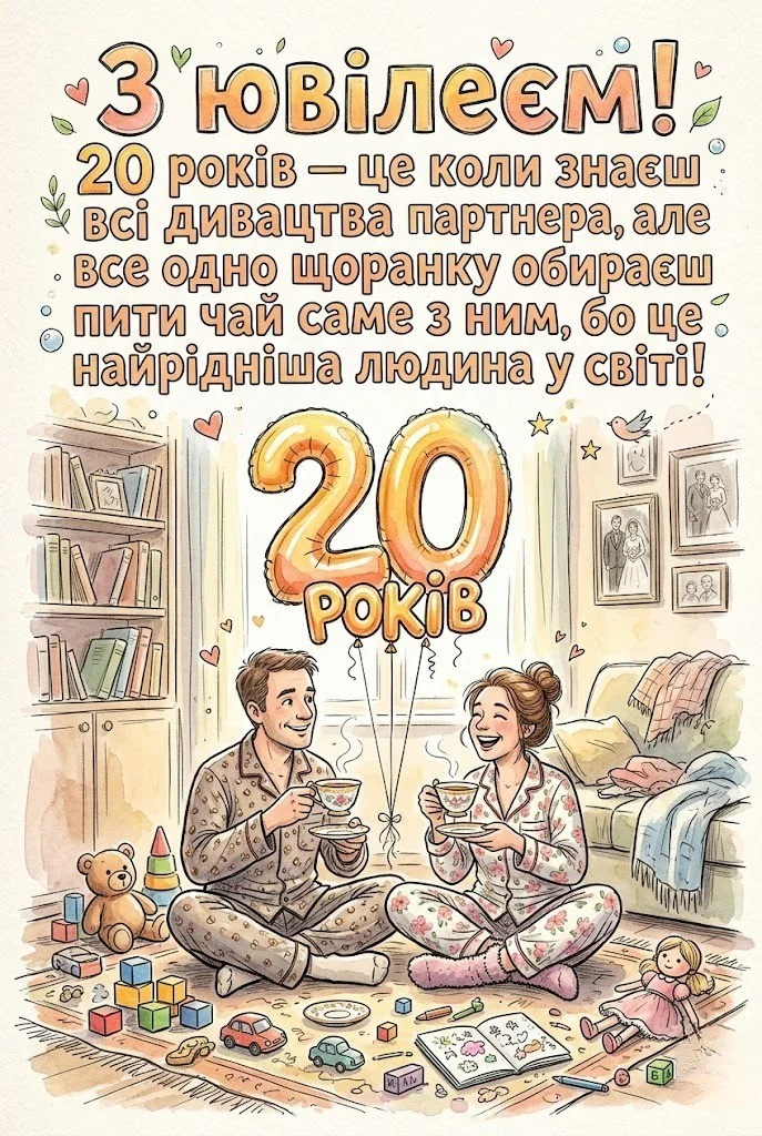 Порцелянове весілля: 20 років кохання у щирих привітаннях для пари