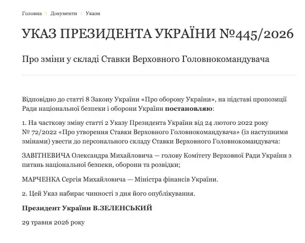 Кадрові ротації у Ставці верховного головнокомандувача