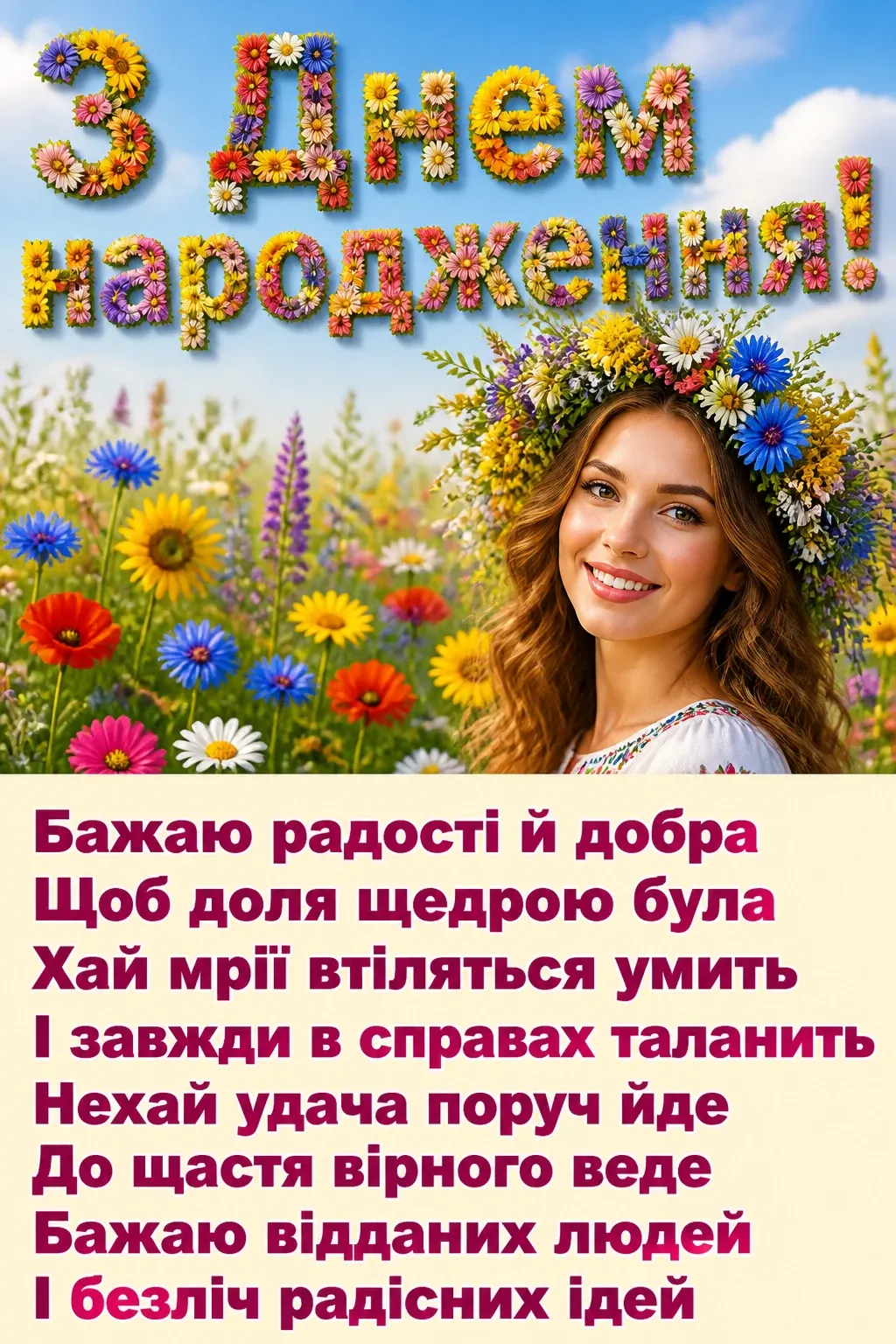 привітання з днем народження своїми словами короткі жінці