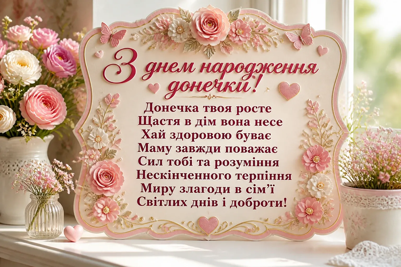 привітання мамі з днем народження донечки